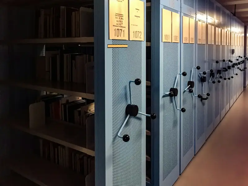 Archive shelving in a records room